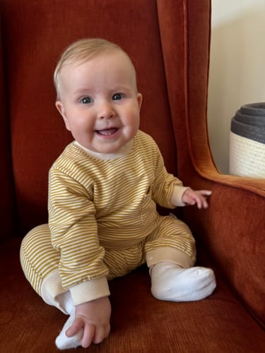 Customer photo review of Thick Striped Sweater Jumpsuit