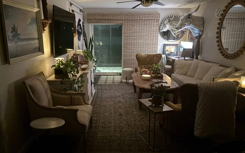 Customer photo review of SmartWings Motorized Woven Wood Shades 50%/70%/100% Blackout Orithyia