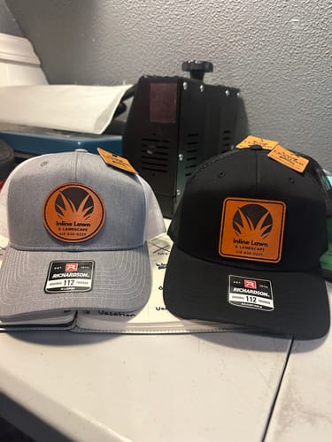Customer photo review of Custom Leather Patch Hats Richardson 112 Laser Engraved