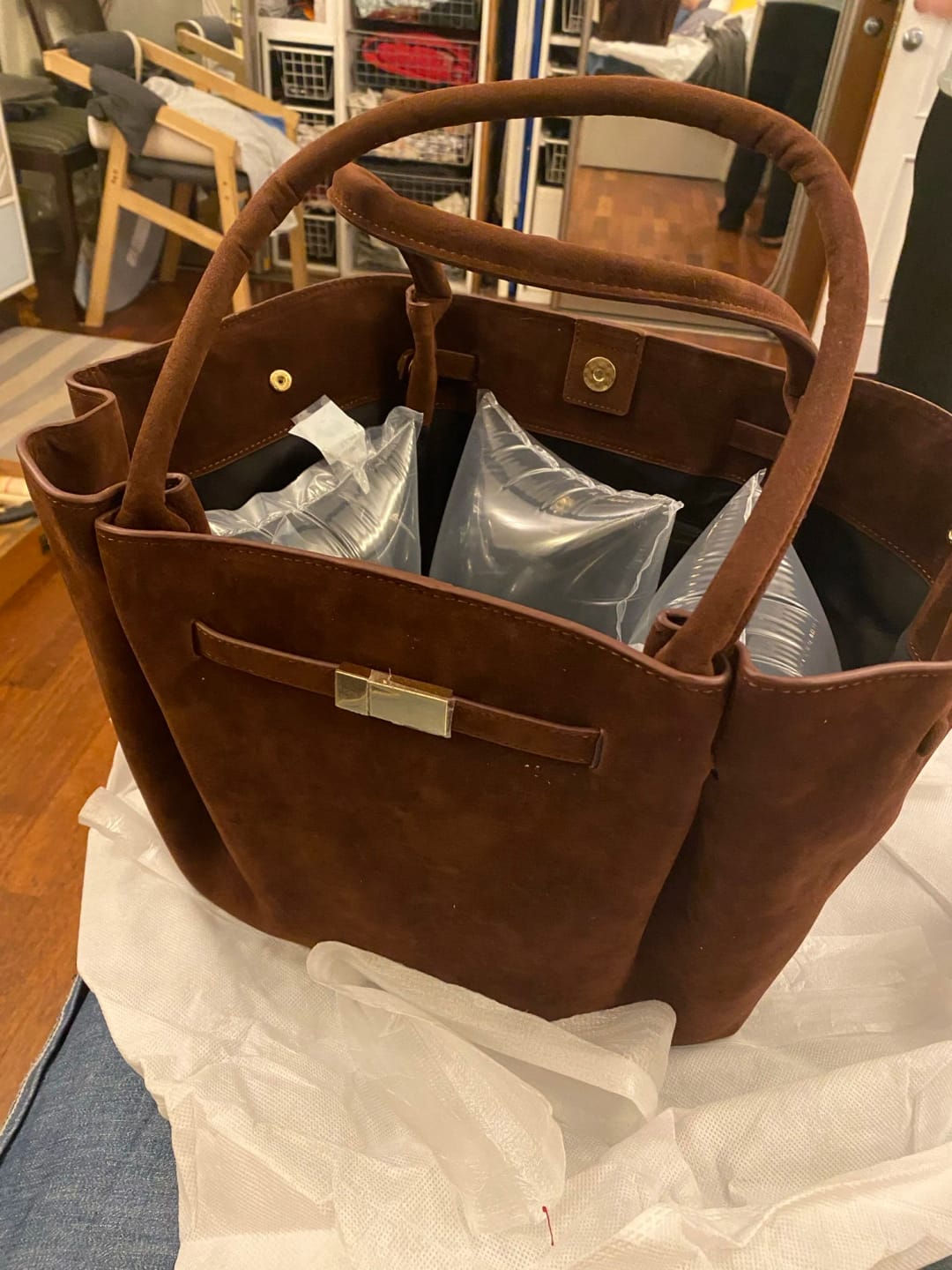 Customer photo review of Melanie Faux Suede Bag