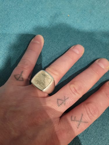 Customer photo review of Men's Large Ring SOLID Silver Blank Square Top Wide Band