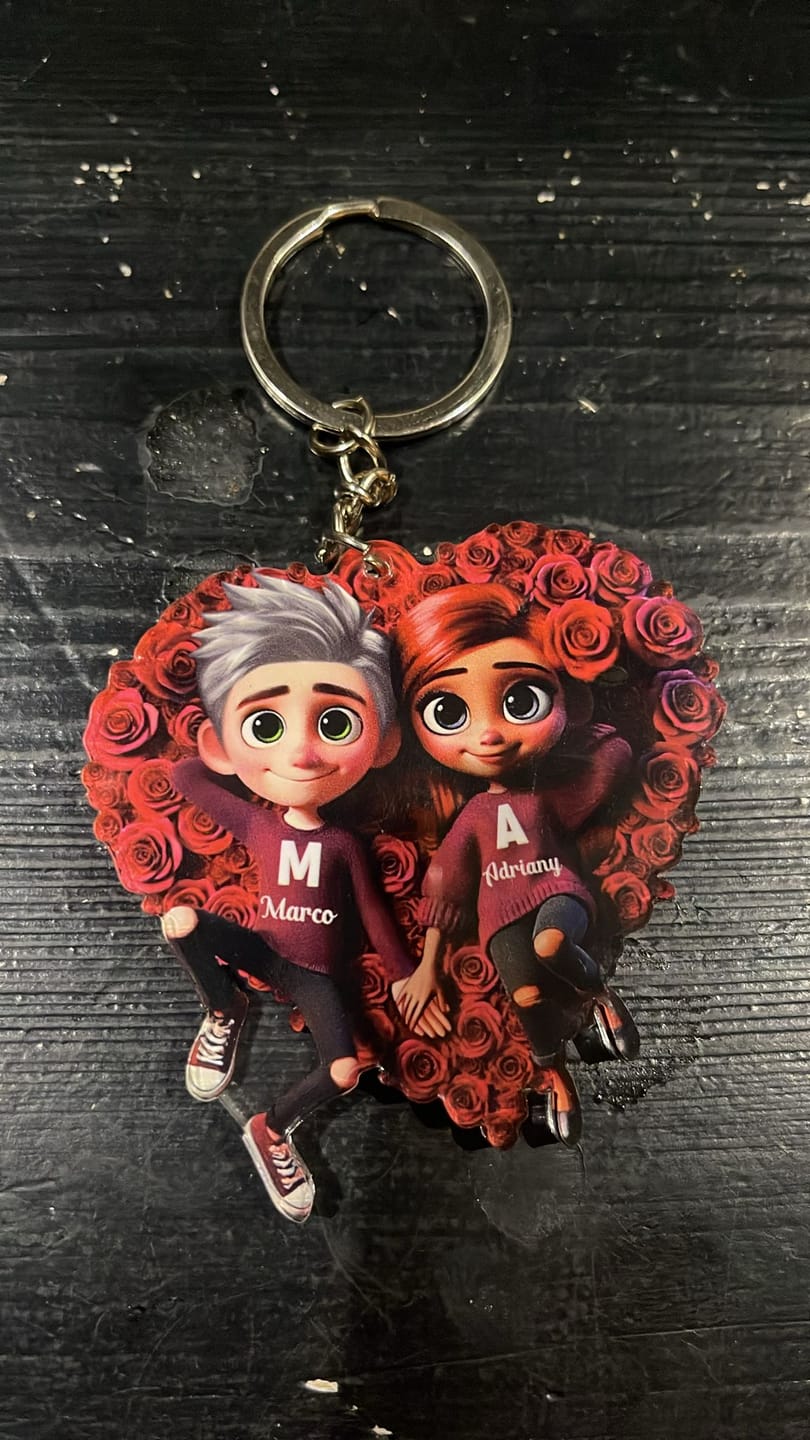 Customer photo review of Rose Heart Couple Personalized Acrylic Keychain, Valentine's Day Gift for her, Gift for him