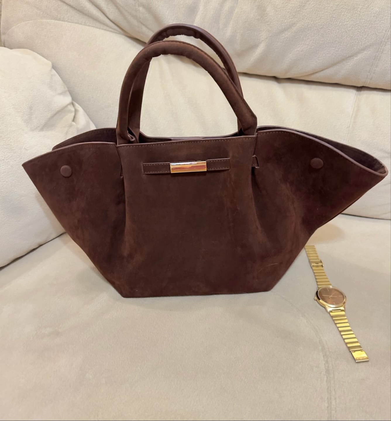 Customer photo review of Melanie Faux Suede Bag