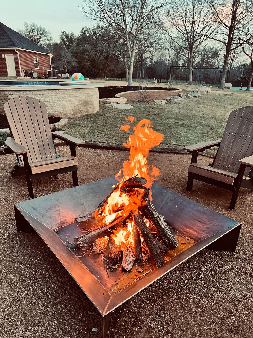 Customer photo review of DURAWEATHER POLY® Set of 4 Folding Adirondack Chairs with Built in Footrest & Cup/Wine Holders King Size
