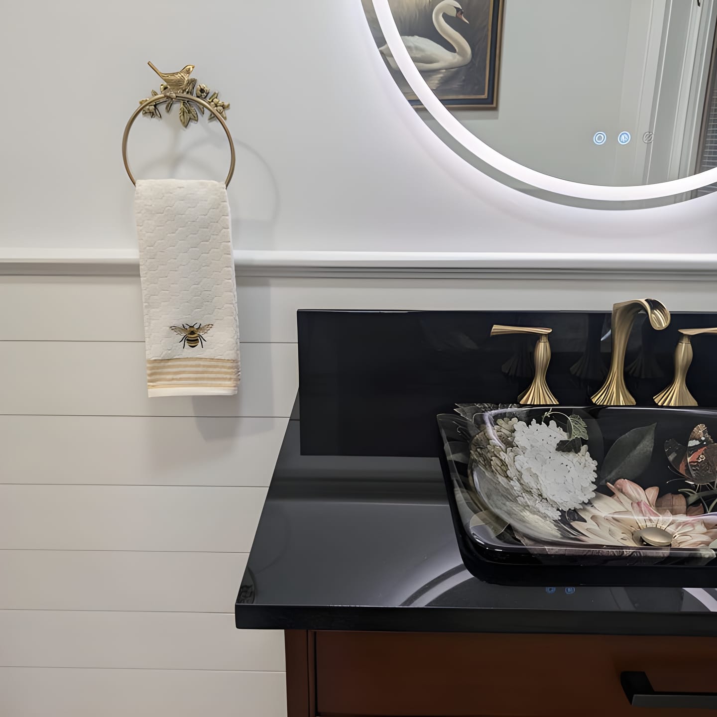 Customer photo review of Brass Bird Bathroom Set - Antique Brass