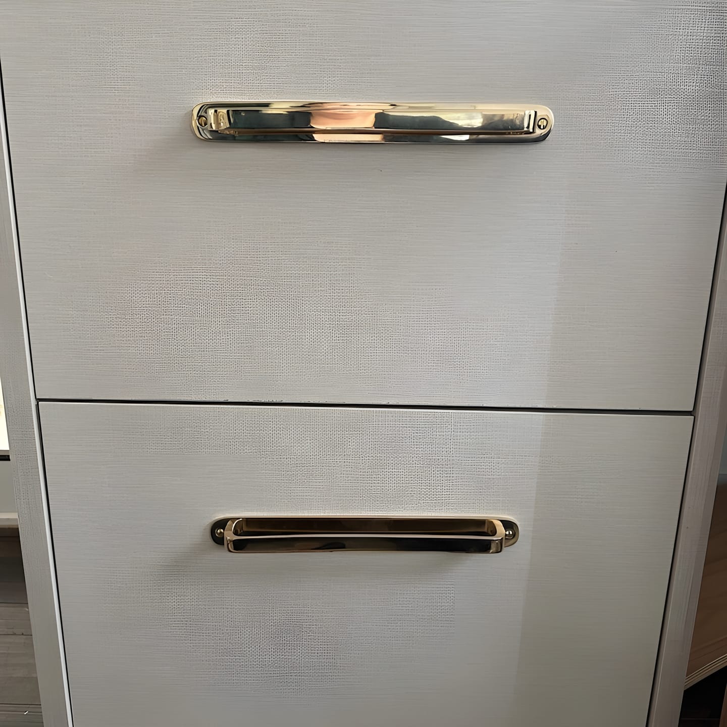 Customer photo review of Round Drawer Pulls with Backplate - Unlacquered Polished Brass