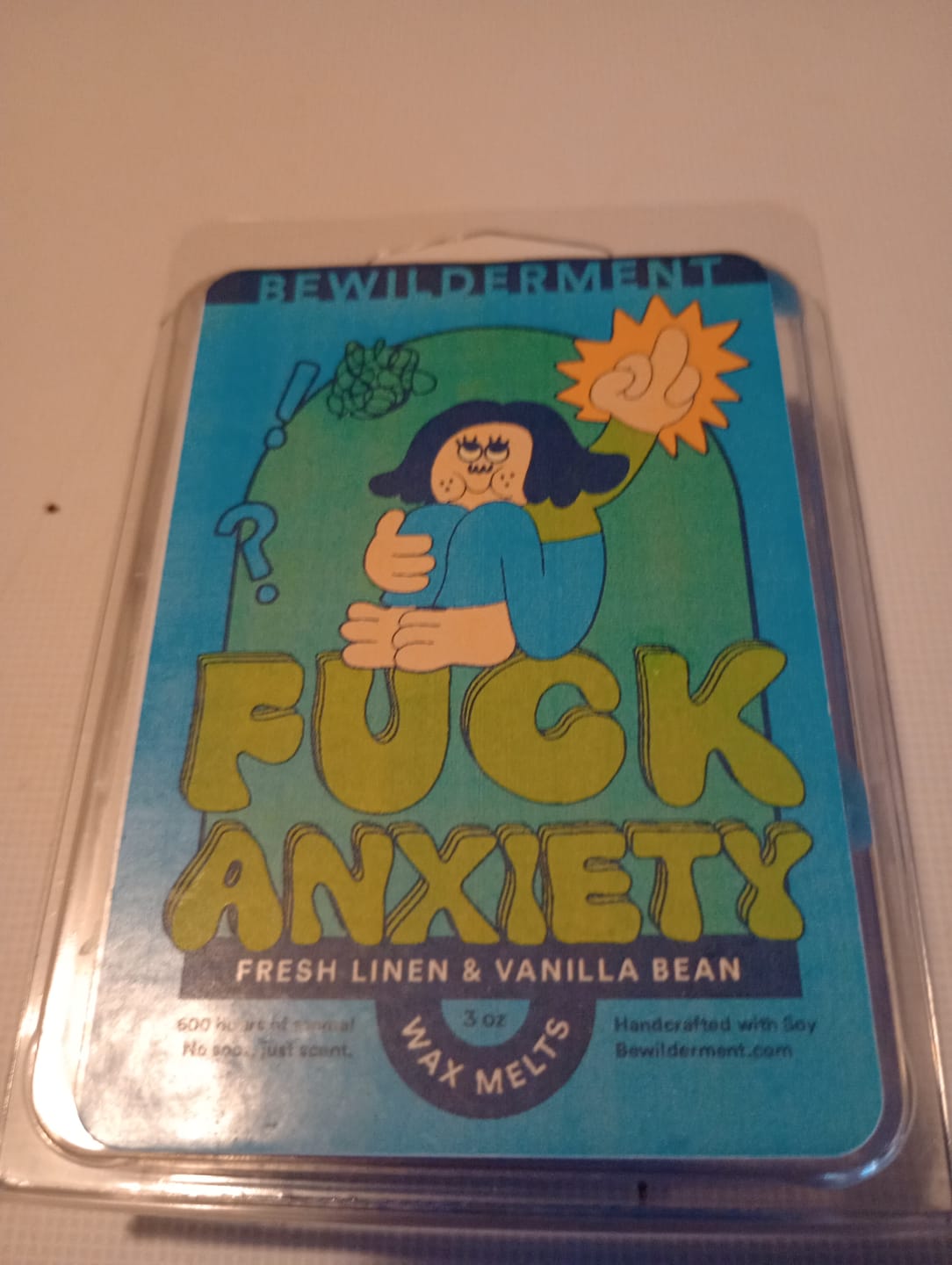 Customer photo review of F*ck Anxiety Wax Melts