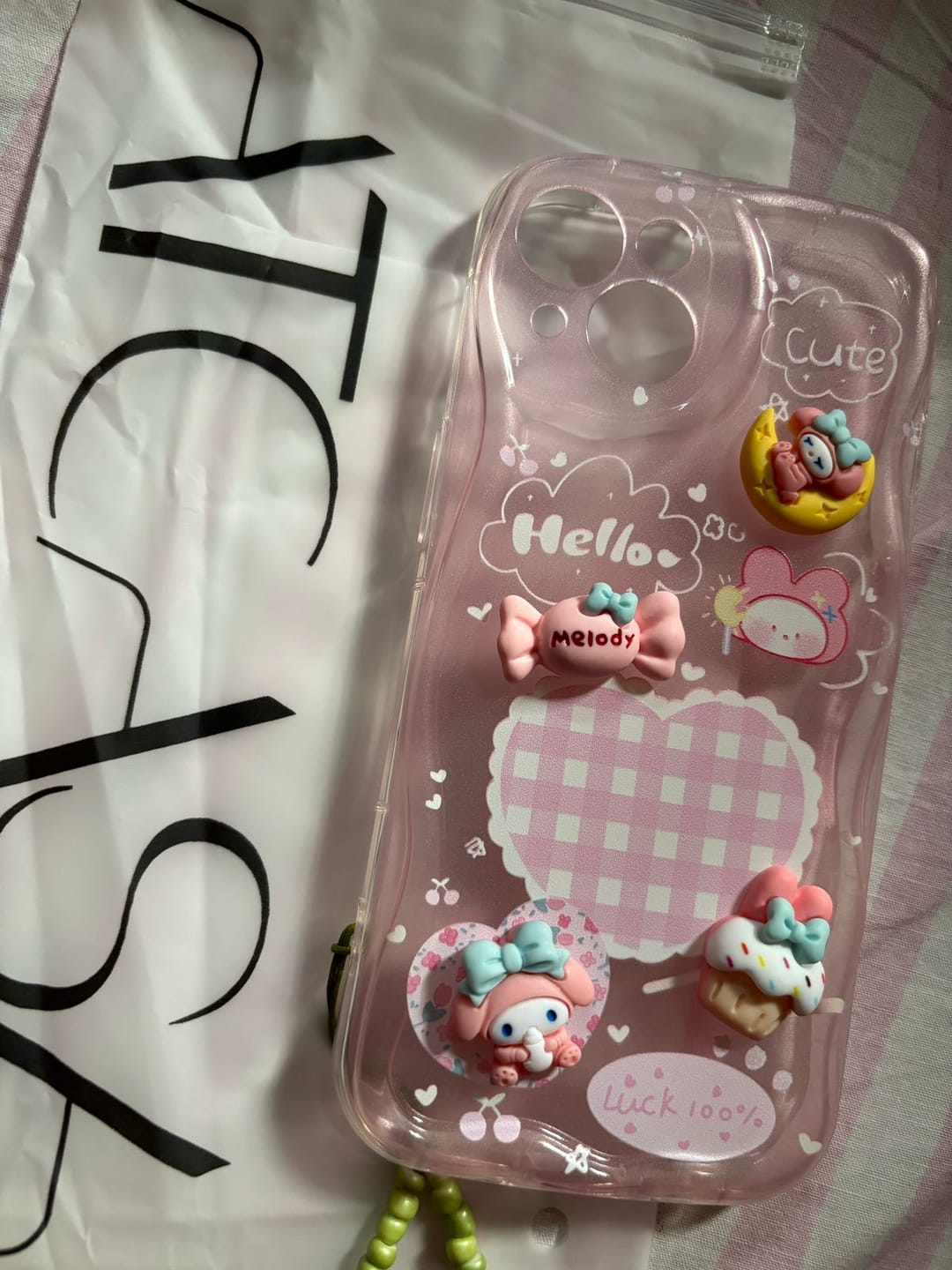 Customer photo review of 3D Cute Pink Case Wave Cartoon Melody Lanyard iPhone Soft Case