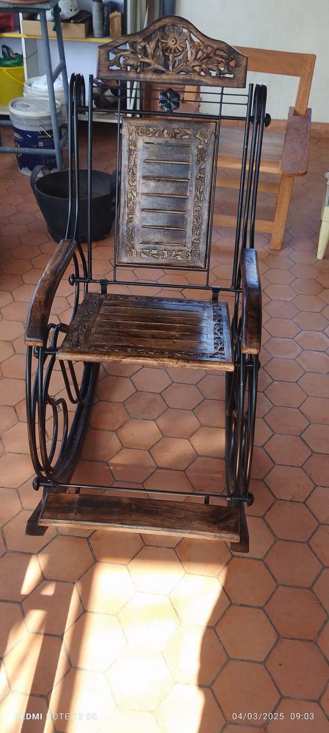 Customer photo review of Wooden & Iron Rocking Chair Wooden Chair Swing Chair