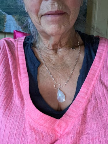 Customer photo review of Large Teardrop Moonstone Necklace