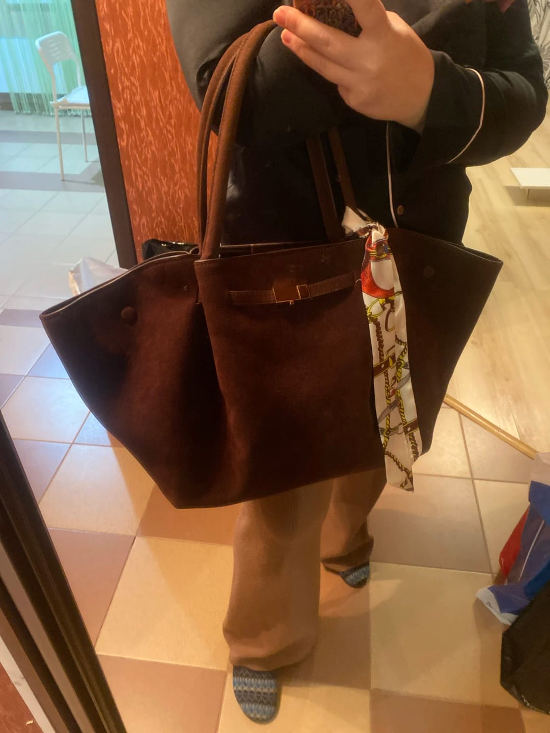 Customer photo review of Melanie Faux Suede Bag