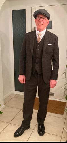 Customer photo review of 1920s Herringbone Tweed Trousers
