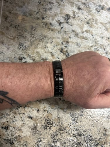 Customer photo review of Sherman Tank Track Titanium Magnetic Bracelet : Helps Pair Veterans With A Service Dog Or Shelter Dog