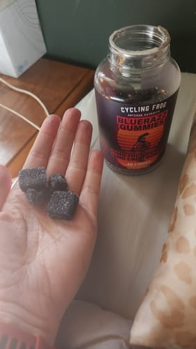 Customer photo review of BlueRazz Gummies, 10mg THC + 10mg CBD