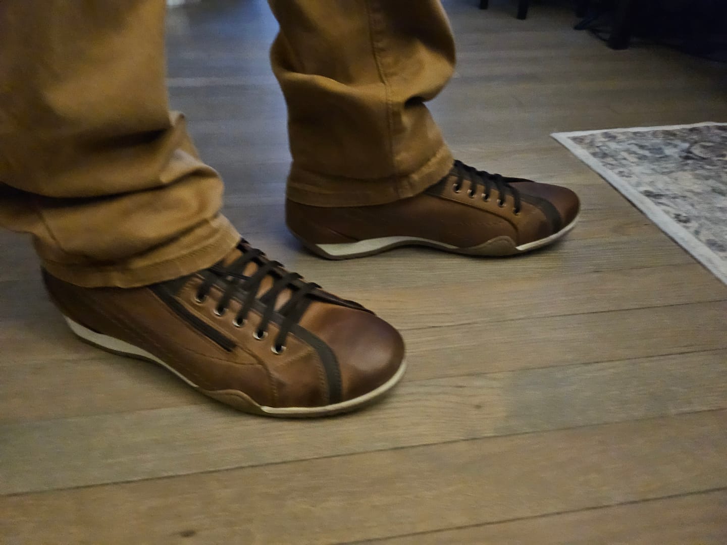 Customer photo review of Men's GrandPrix High-Top Sneaker in Cognac (Medium and Dark Browns)