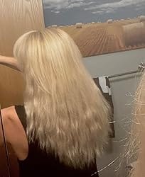 Customer photo review of Full Shine Sew In Hair Weft Bundles 100% Remy Human Hair Platinum Blonde (#60)