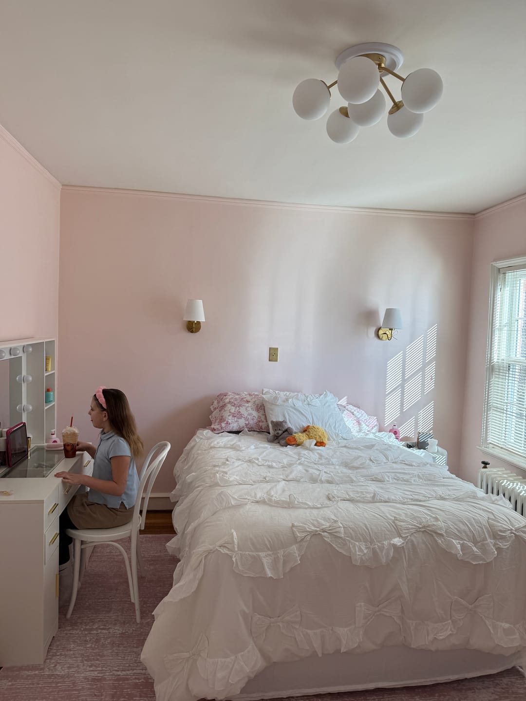 Customer photo review of Bloom Brass Frosted Glass Bubble Semi Flush Chandelier