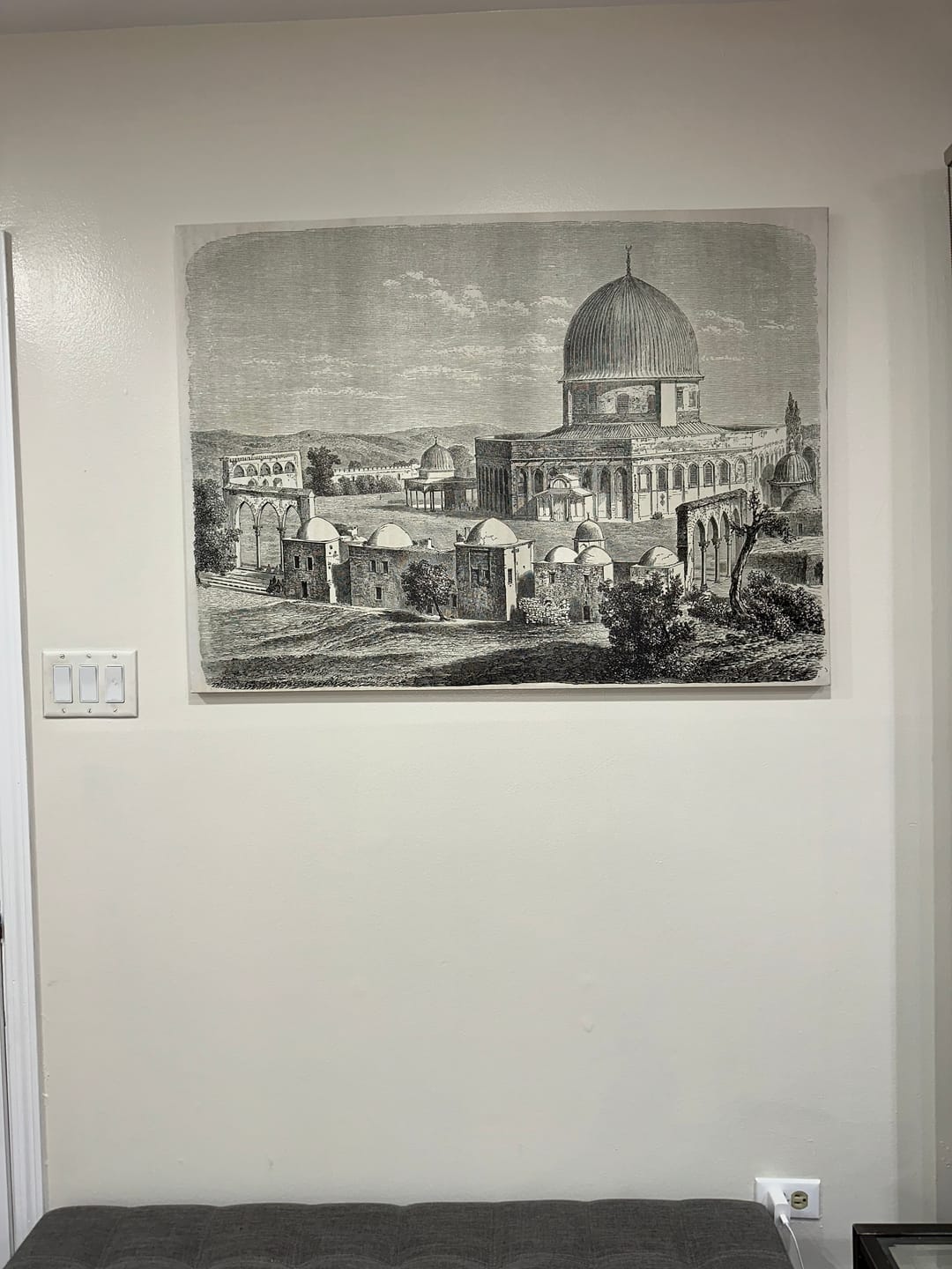 Customer photo review of Islamic Canvas Wall Art - Masjid Al Aqsa Historical Sketch Dome of the Rock
