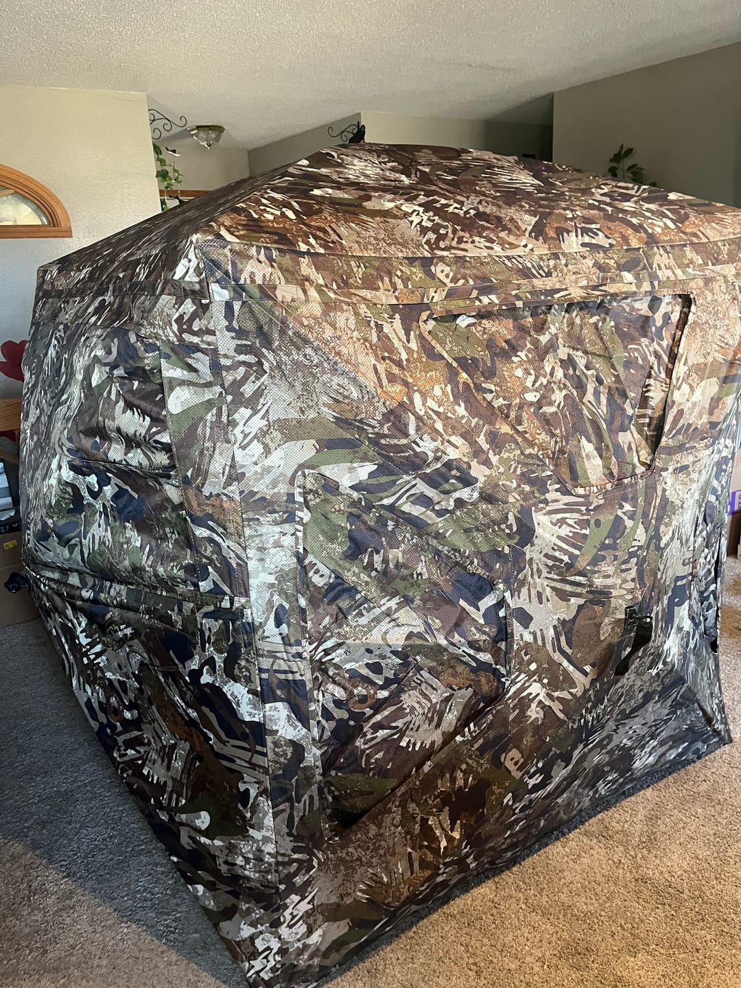 Customer photo review of VisST See-Through Pop-Up Ground Blinds with Silent Magnetic Door