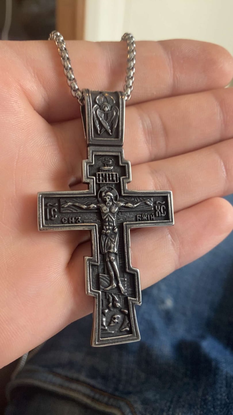 Customer photo review of DARK JESUS CROSS.