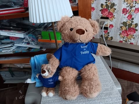 Customer photo review of Eddy The Teddy Snuggle Blanket