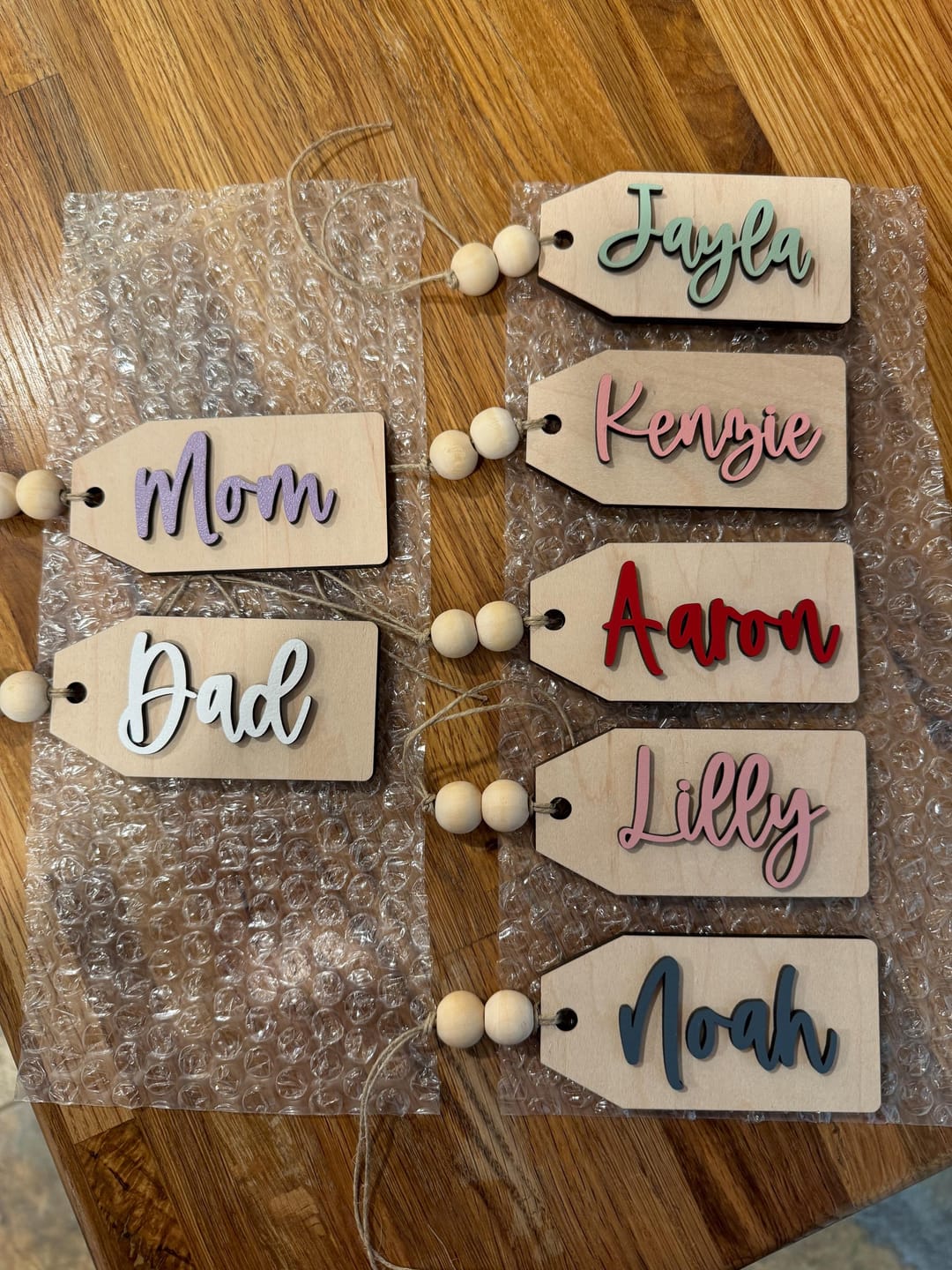 Customer photo review of Beaded Wooden Name Tag