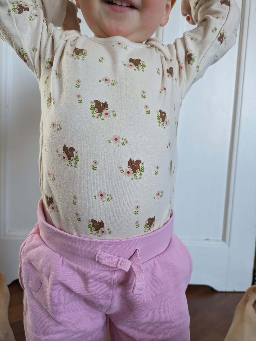 Customer photo review of Autumn Squirrel Organic Baby Bodysuit Set