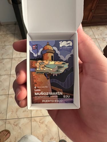 Customer photo review of Airport Enamel Pin | SJU - Puerto Rico