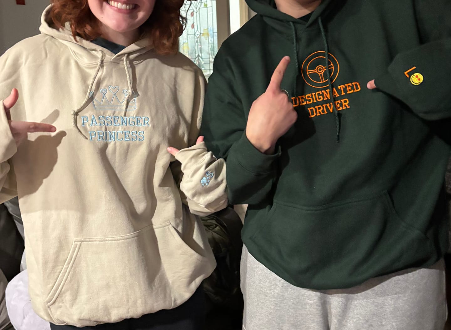 Customer photo review of Custom Embroidered Passenger Princess Matching Hoodies for Couples