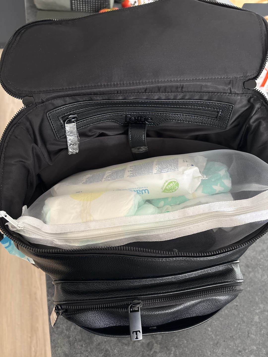Customer photo review of The Nappy Bag Backpack (Black / Black)