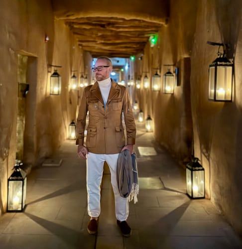 Customer photo review of Italian Retro Hunting Suede Commuter Jacket