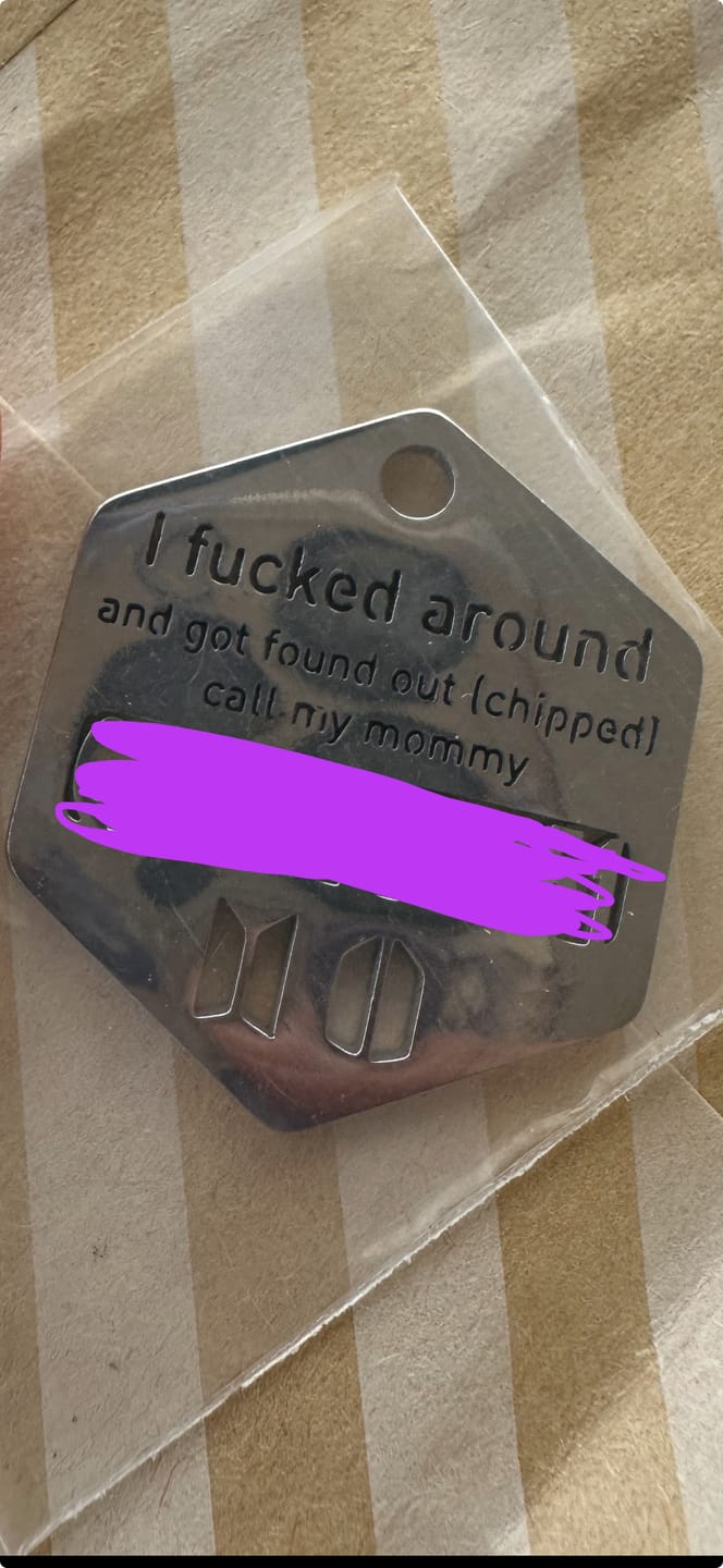 Customer photo review of Hollow-carved Dog ID Tags