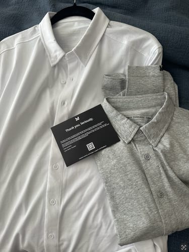 Customer photo review of Long-Sleeve Casual Button-Down: Granite Grey