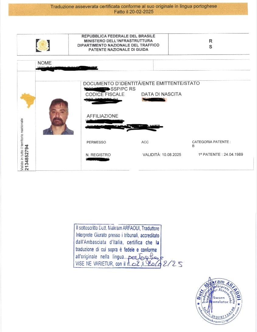 Customer photo review of DRIVER'S LICENCE - CERTIFIED TRANSLATION