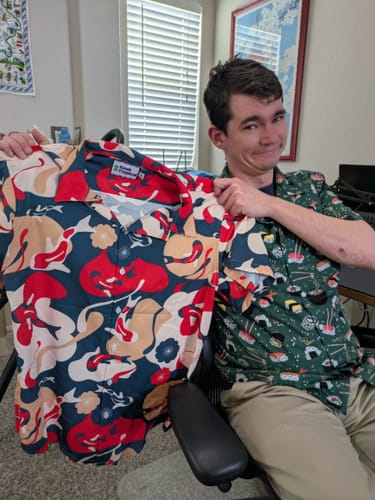 Customer photo review of Modern Koi Button Up Shirt