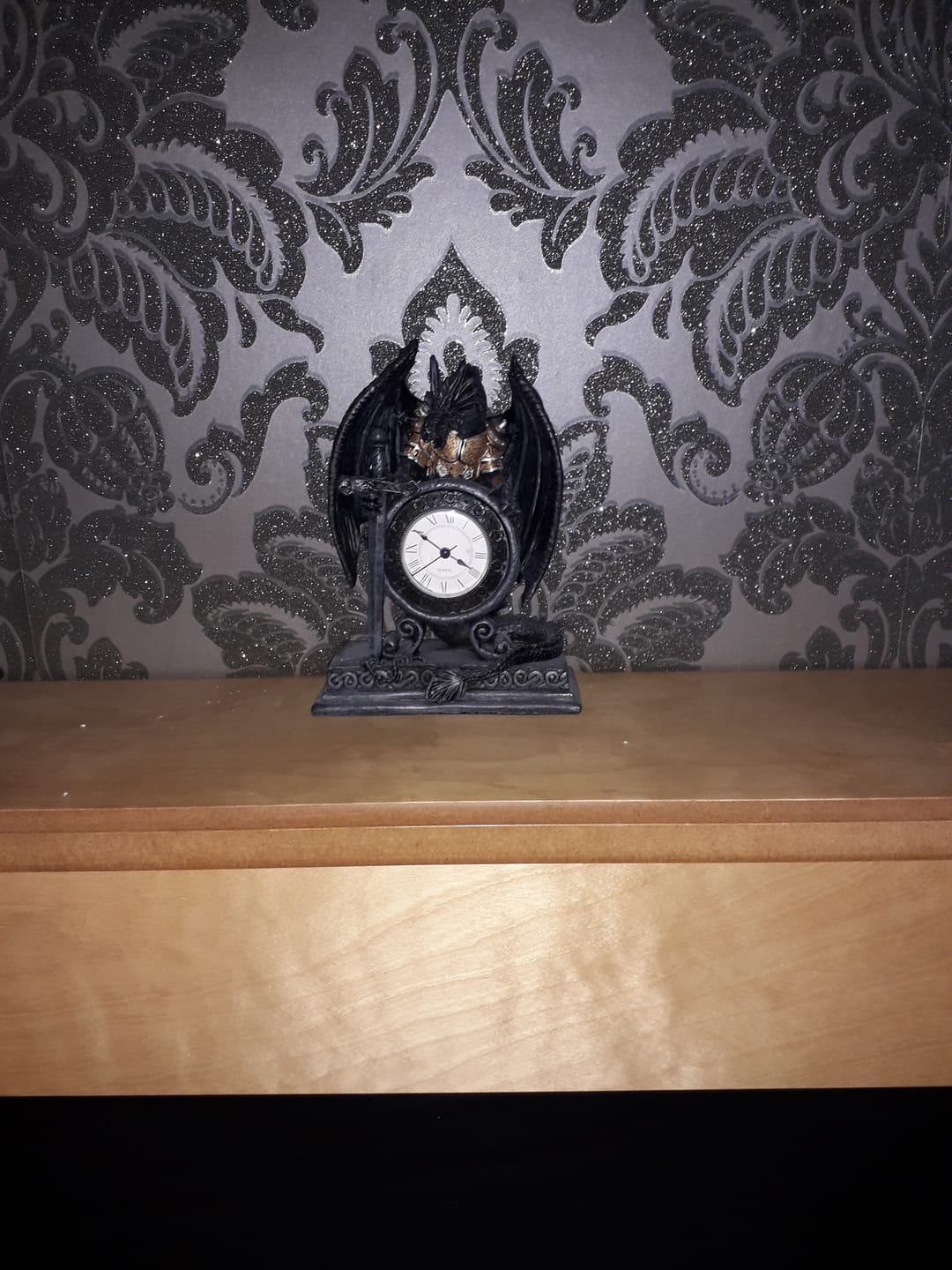 Customer photo review of Gothic Armoured Dragon Mantle Clock