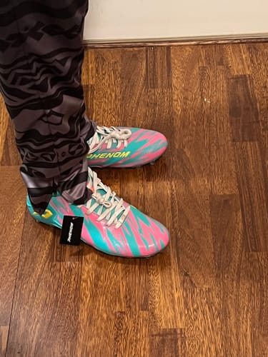 Customer photo review of Kool-Aid 'Sharkleberry Fin' Football Cleats - Quantum Speed by Phenom Elite