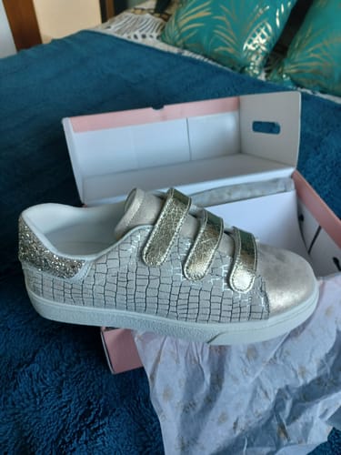 Customer photo review of Basket femme dorée et blanche à scratch - Cassidy