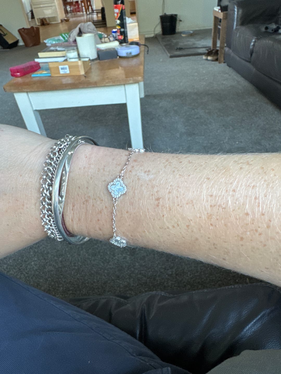 Customer photo review of Clover Station MOP Sapphire Bracelet