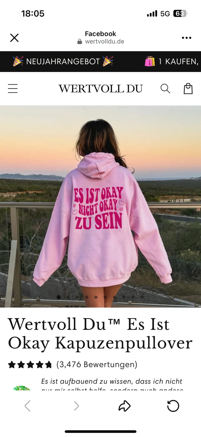 Customer photo review of Wertvoll Du™ Es Ist Okay Kapuzenpullover