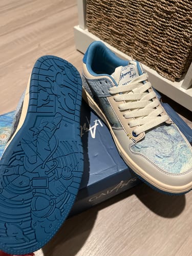 Customer photo review of Van Gogh Starry Night inspired sneakers