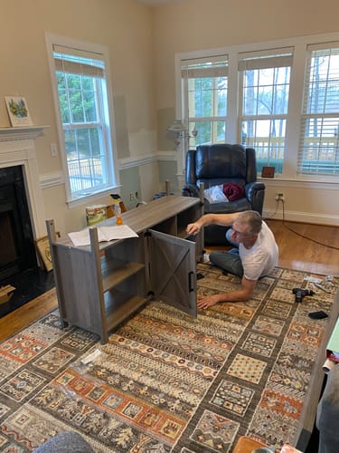 Customer photo review of Preston 58" Barn Door Farmhouse TV Stand