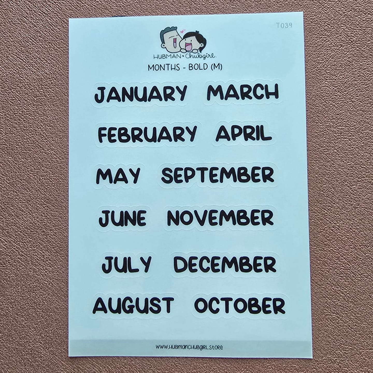 Customer photo review of Months - Bold Text (M) Planner Stickers