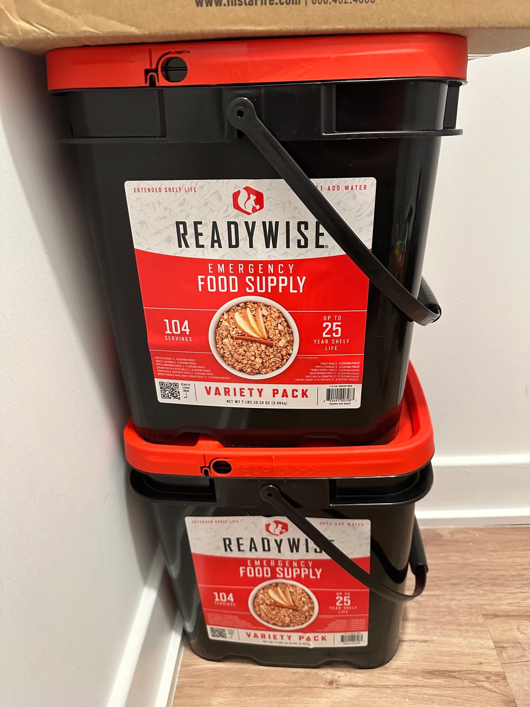 Customer photo review of 104 Serving Variety Pack Bucket BOGO New