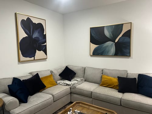 Customer photo review of Lush Teal Foliage Abstract Canvas Art