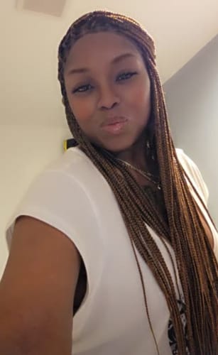 Customer photo review of Knotless Braid Wig, Dark Honey Blond, Swiss Full Lace, Glueless - Helen