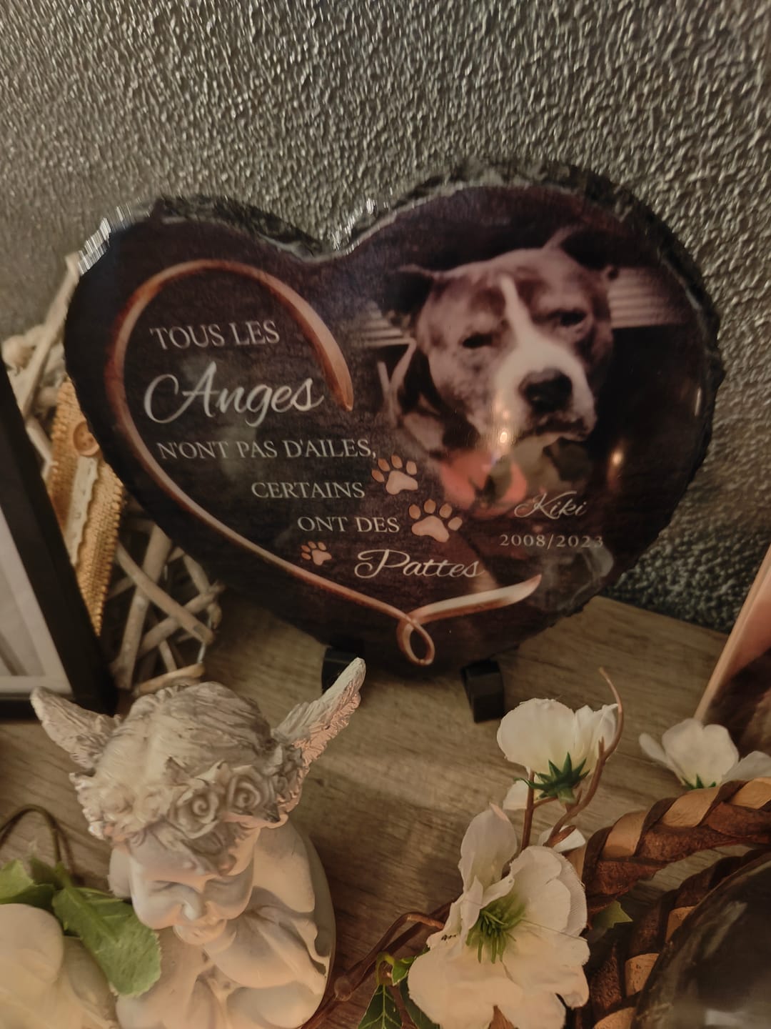 Customer photo review of Anges avec pattes - Cœur en ardoise personnalisé