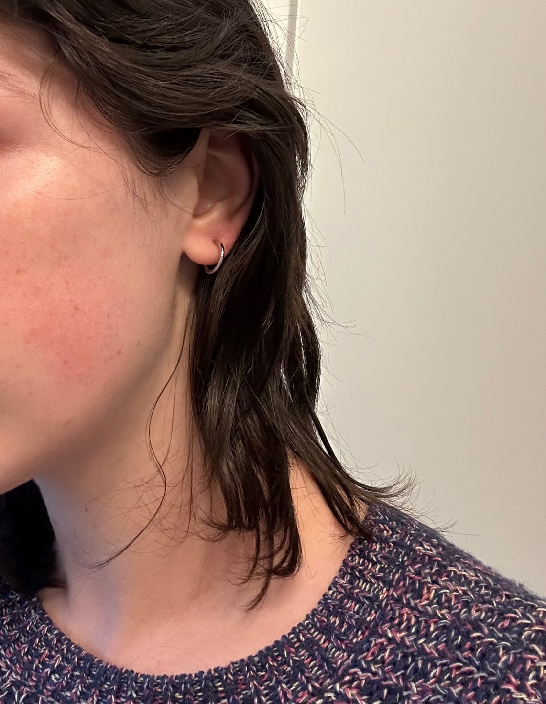 Customer photo review of Tiny Hoop Clip On Earrings in Silver
