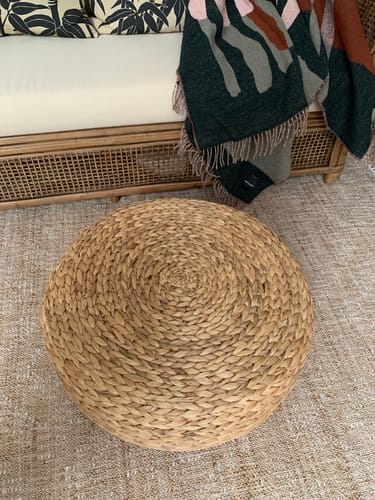 Customer photo review of Unwind Water Hyacinth Pouf