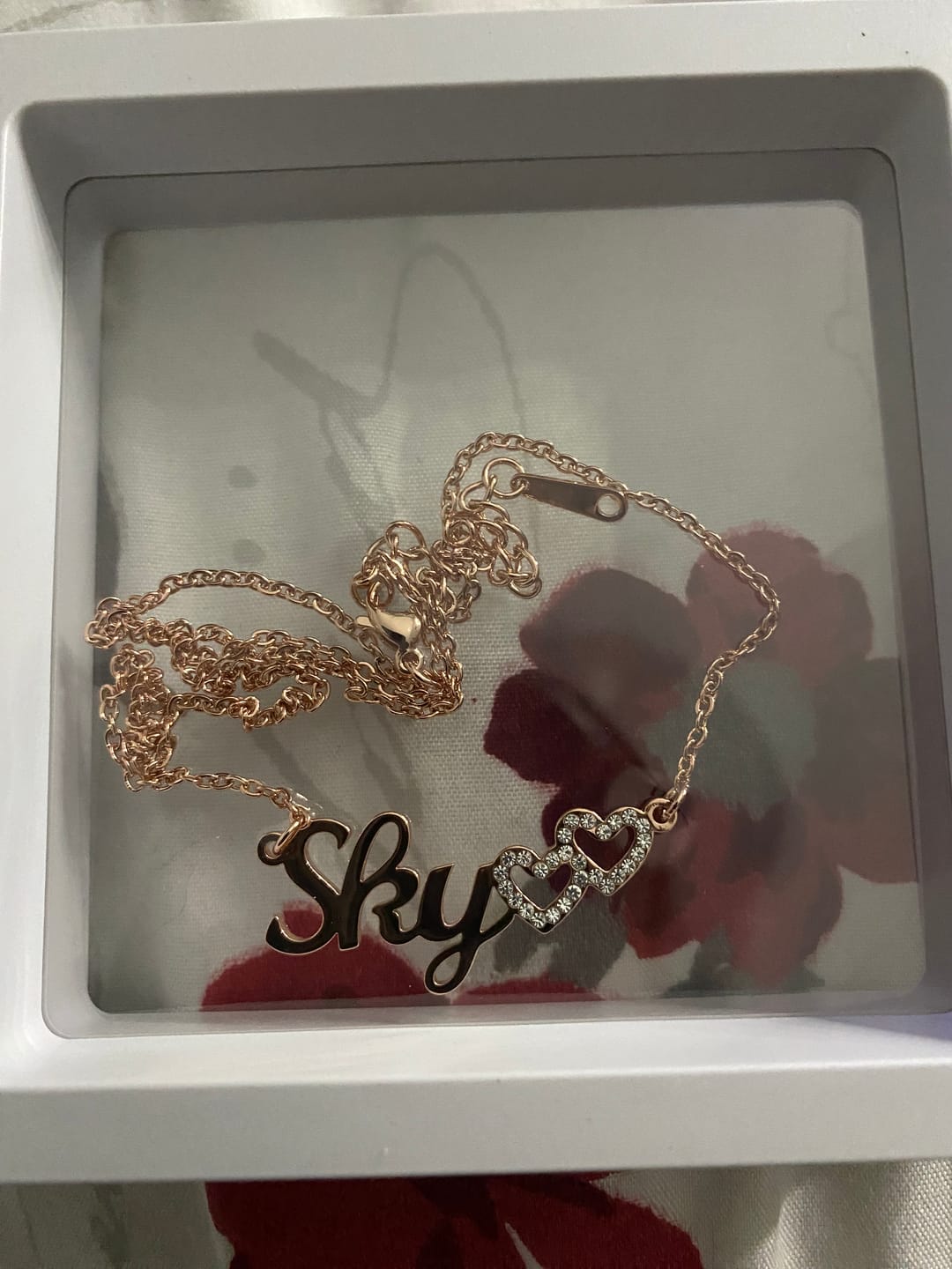 Customer photo review of Kids Iced Hearts Name Necklace